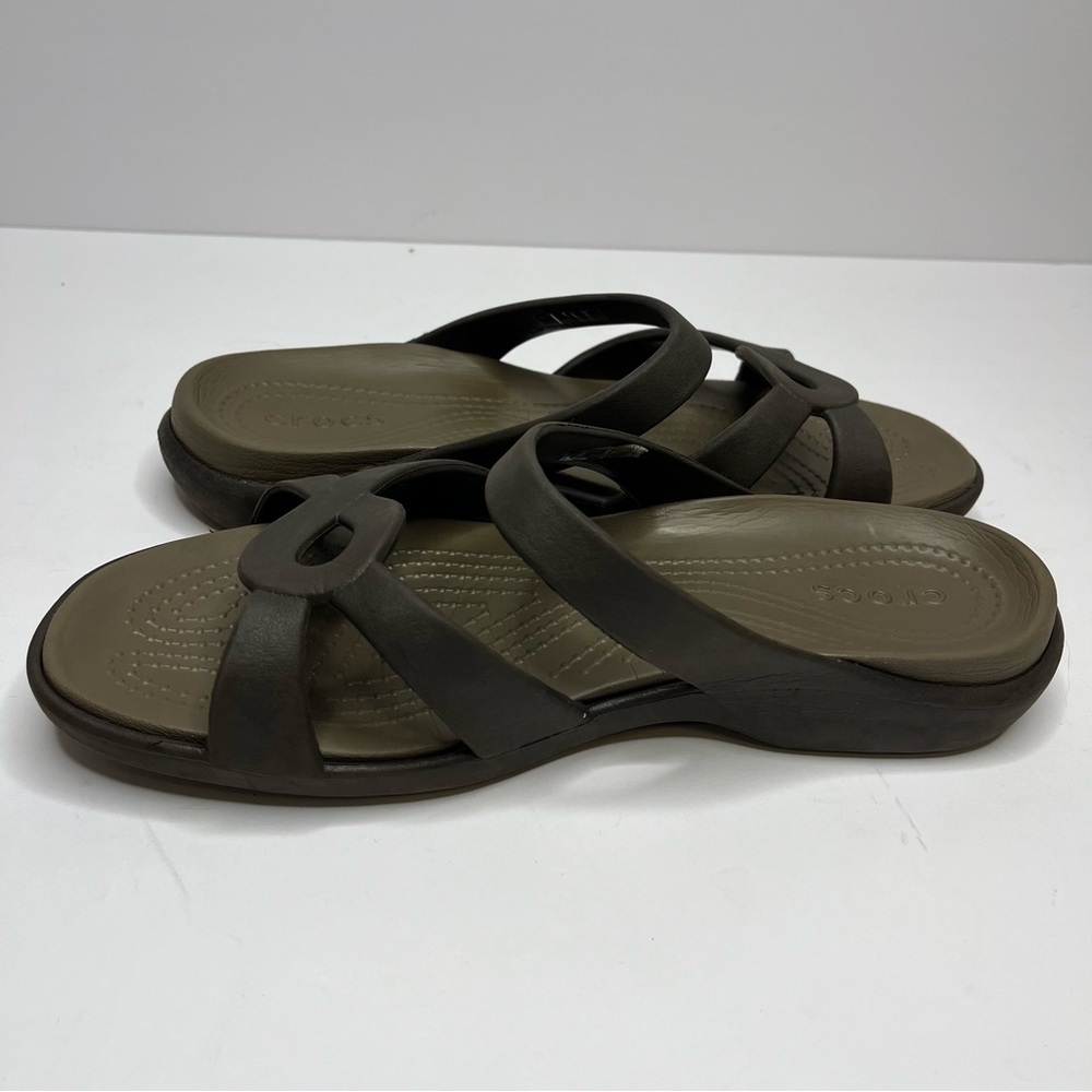 CROCS Meleen Twist Brown Strappy Comfort Slide Sandals Women's Size 8 - Picture 8 of 15